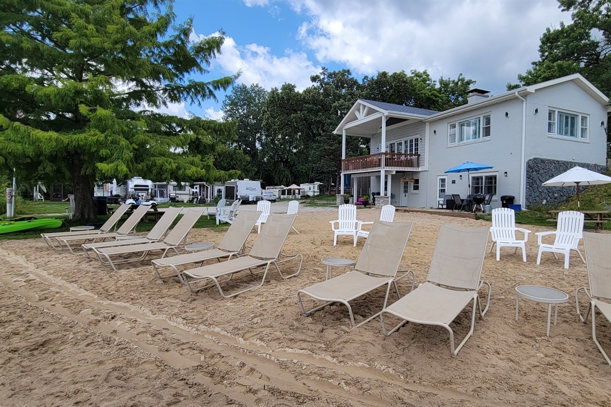 Sandy beach and swim area at Petite Lake Resort, Antioch IL