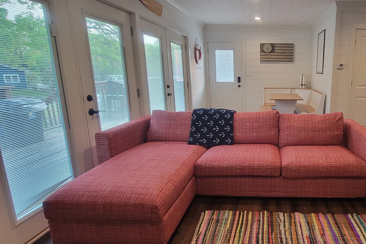 Nautical Lake Cottage master bedroom